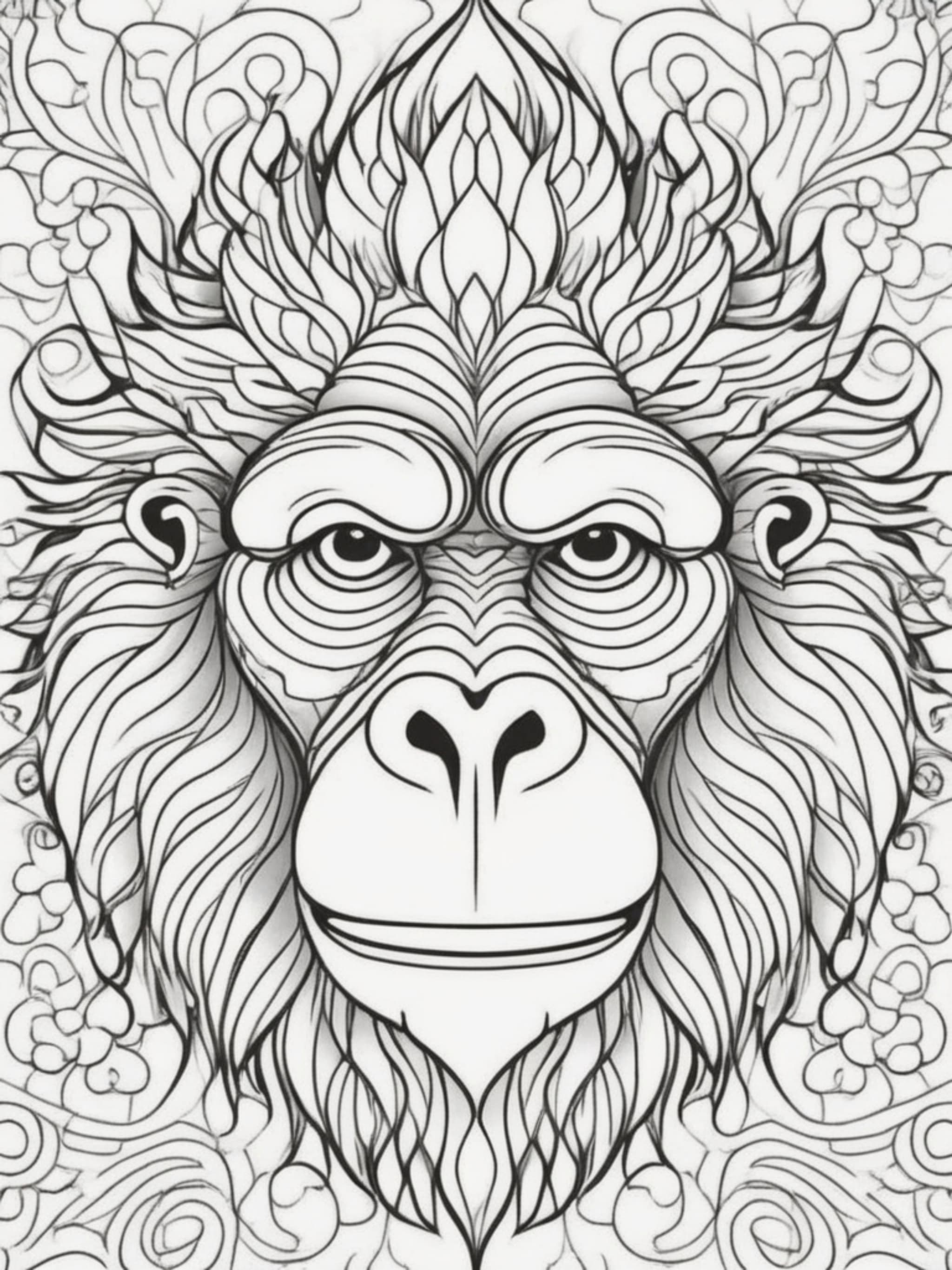 Detailed Pattern and Chimp Face