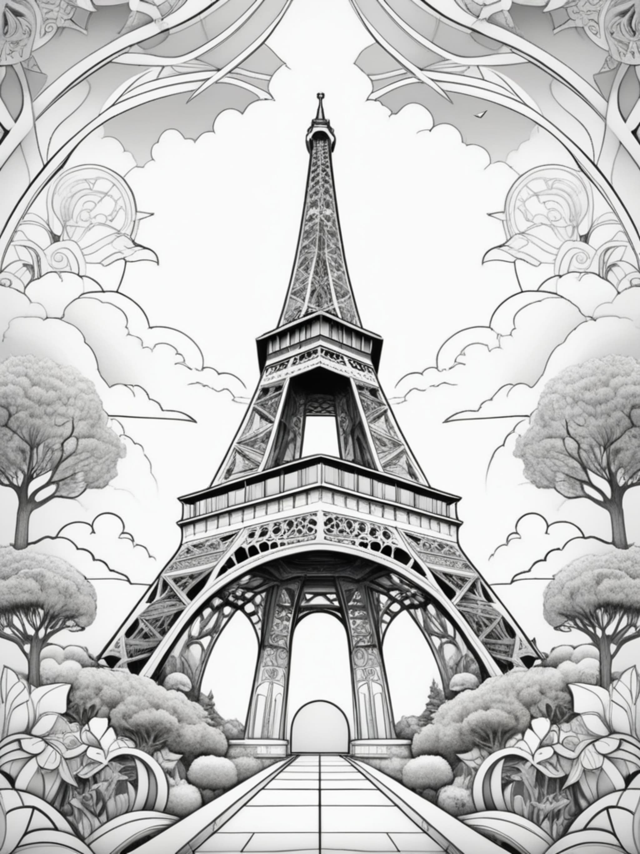 Psychedelic Eiffel Tower In Detail