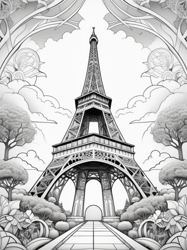 Psychedelic Eiffel Tower In Detail