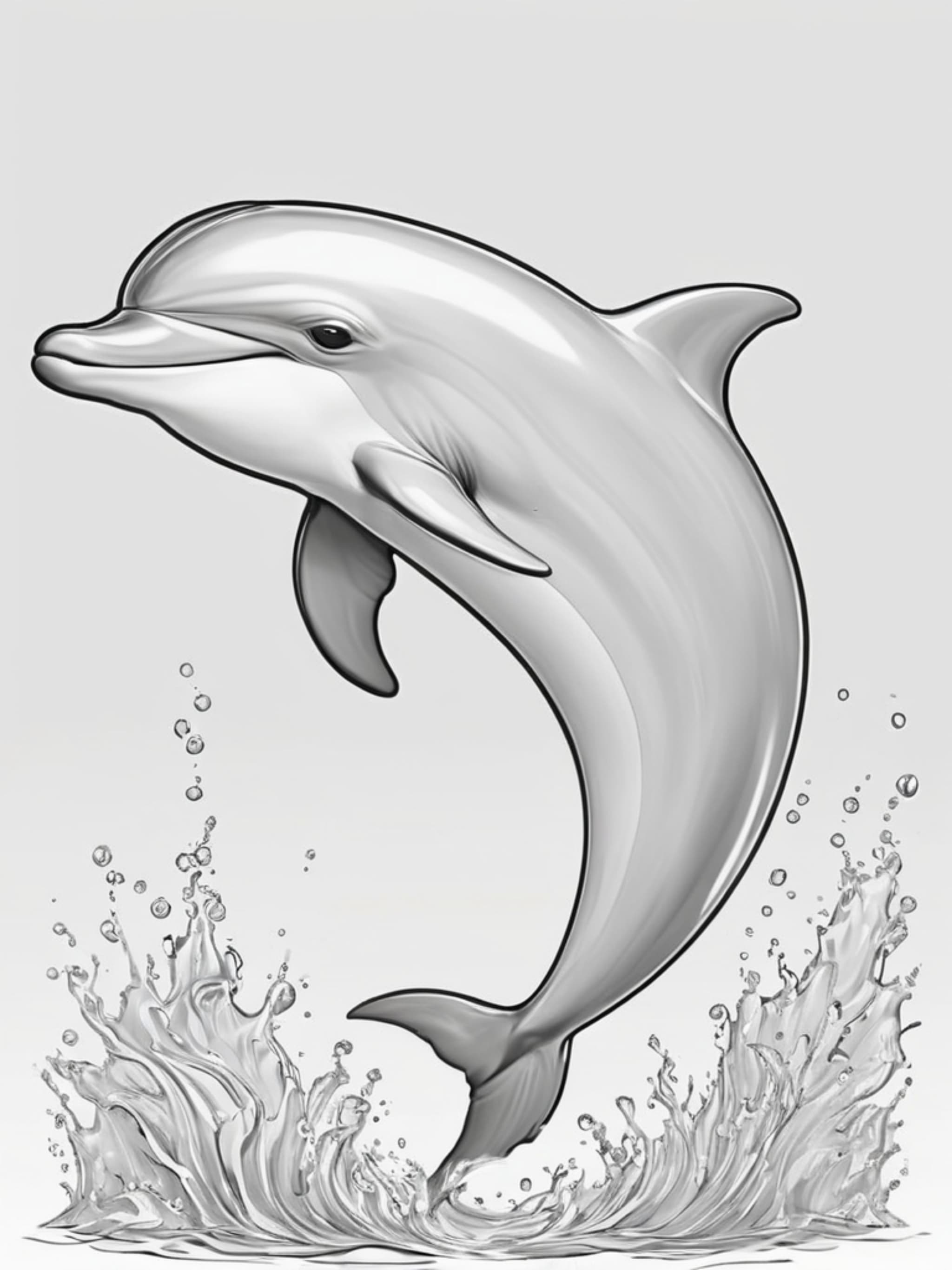 Dolphin in High Detail Jumping out of Water