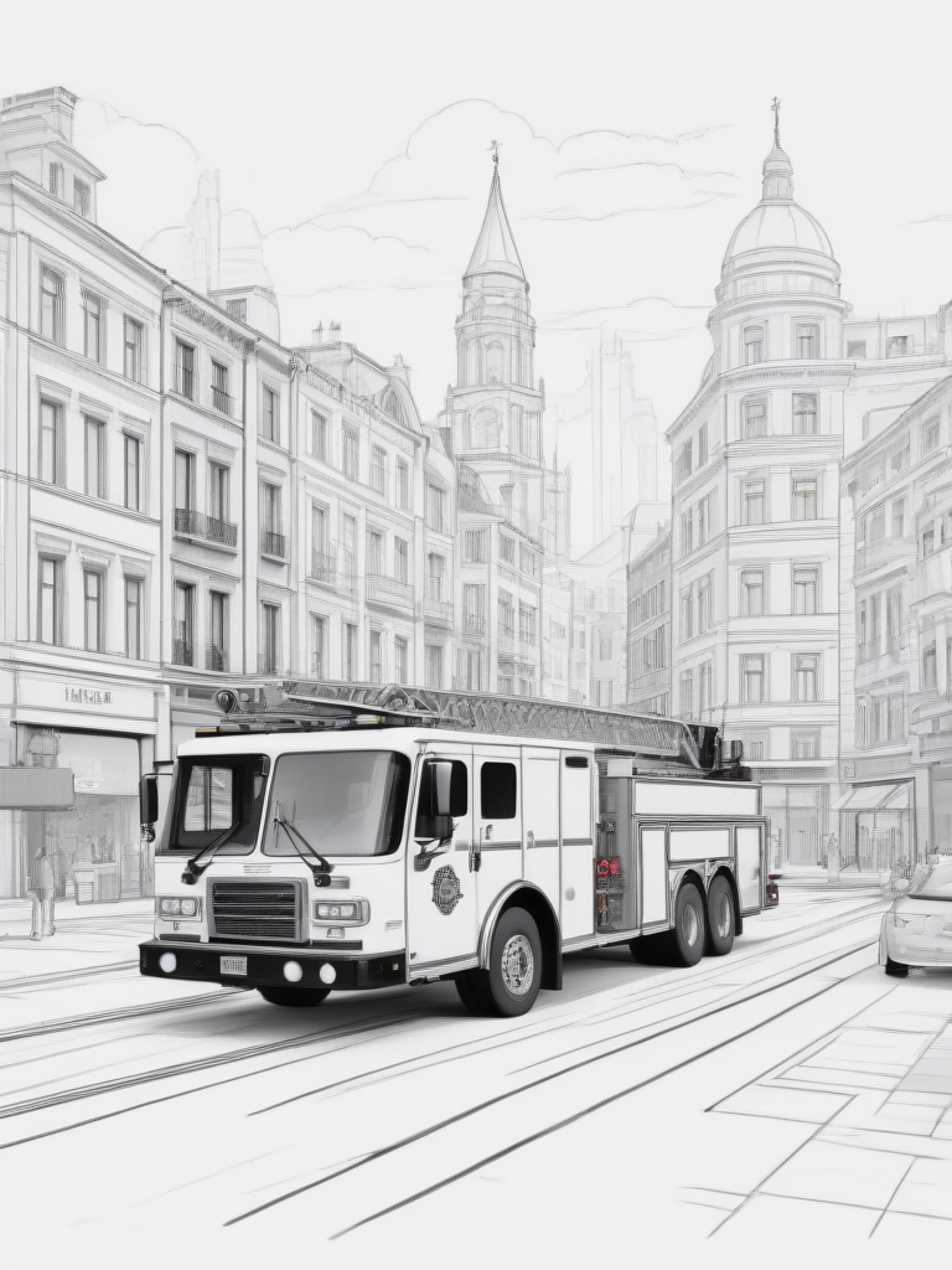 European Fire Engine in the City