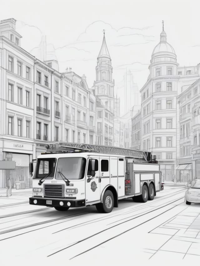 European Fire Engine in the City