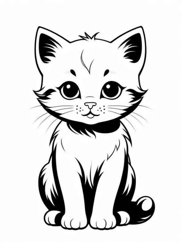 Adorable Cartoon Kitten Sitting