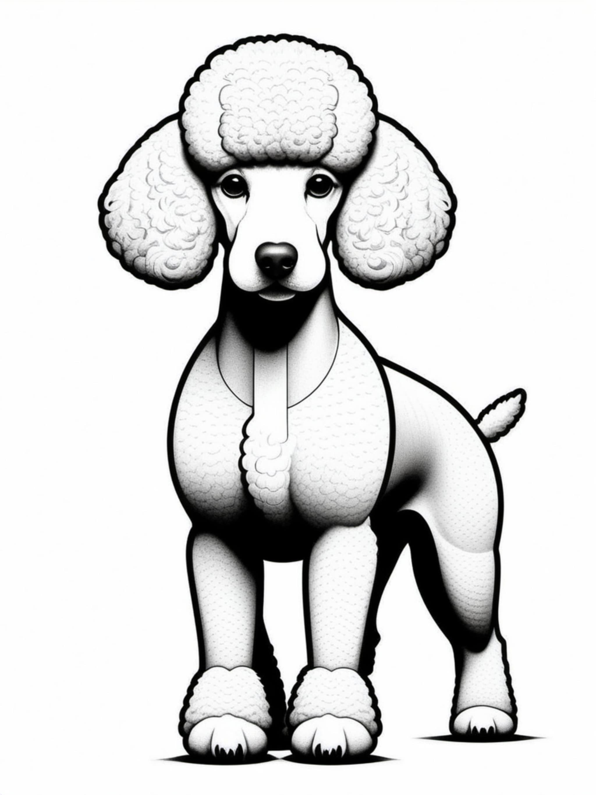 White Poodle at Attention