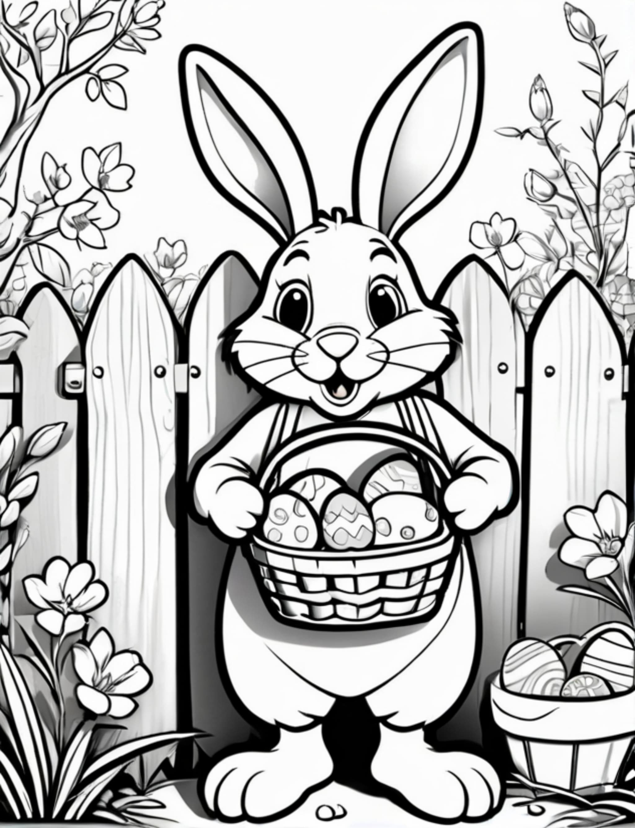 Easter Bunny Holding Eggs in Basket