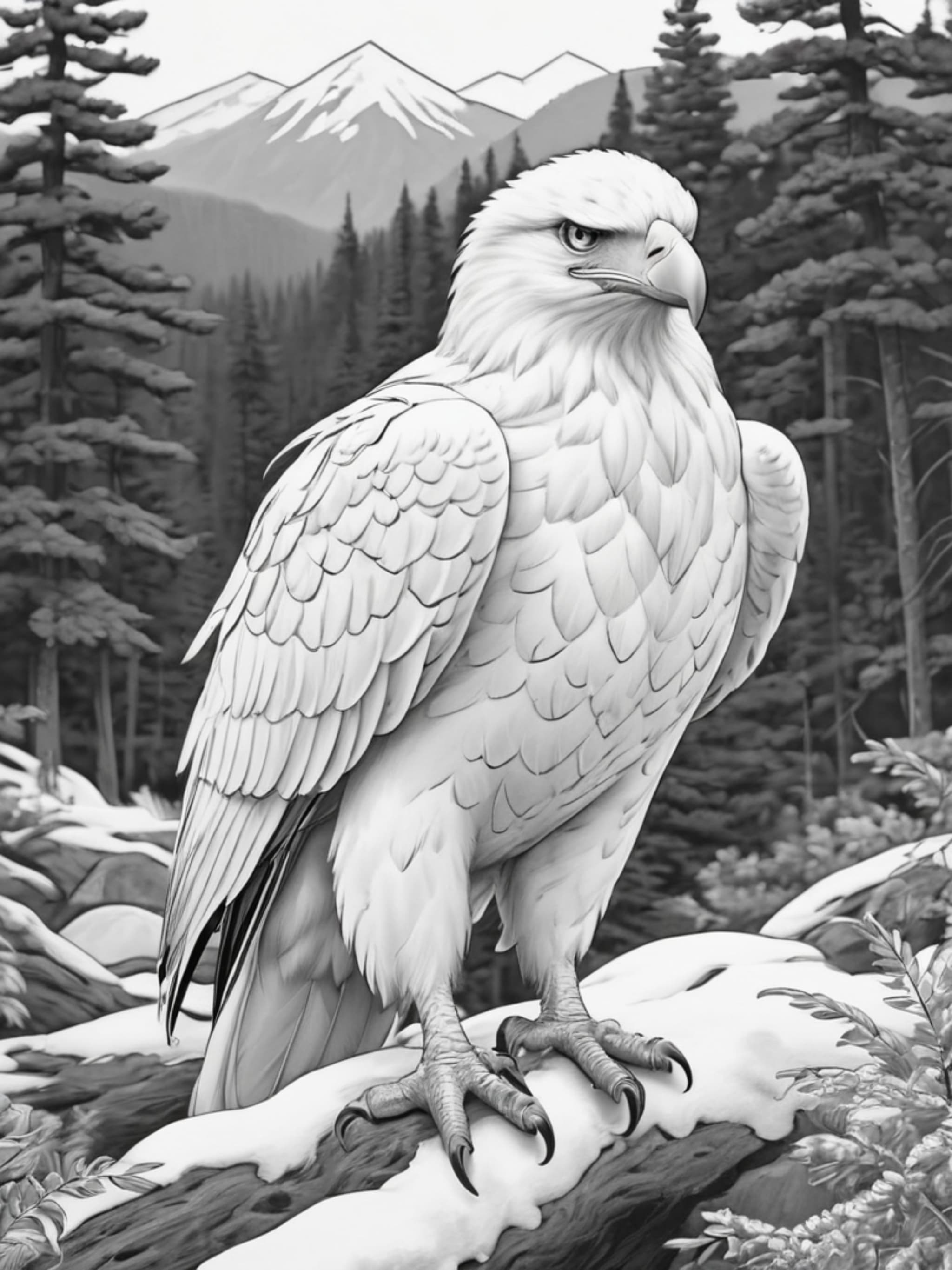 White Eagle Standing In Forest