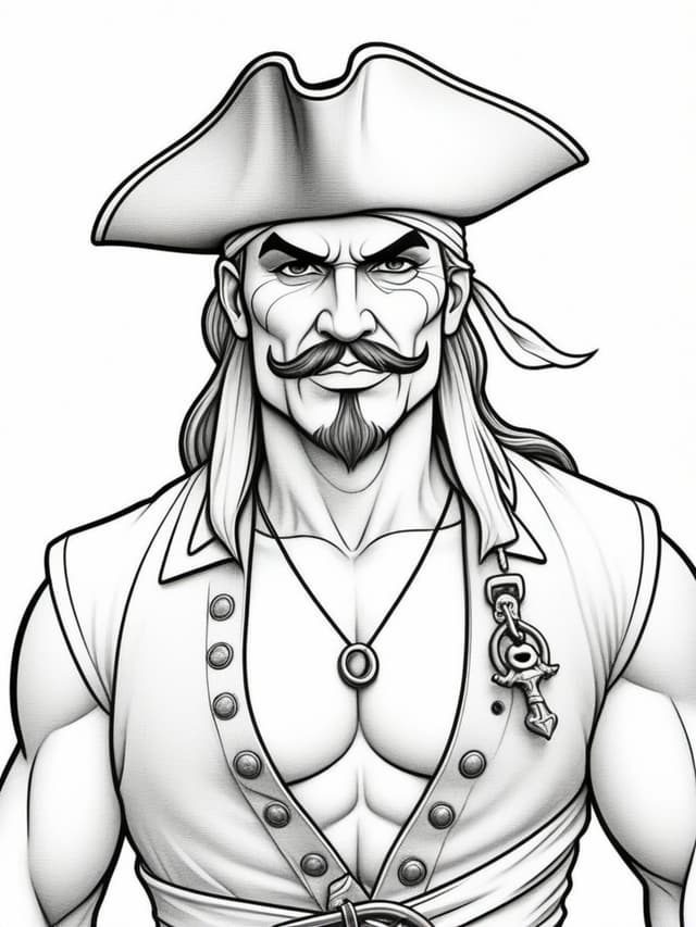 Muscular Pirate Portrait With Hat