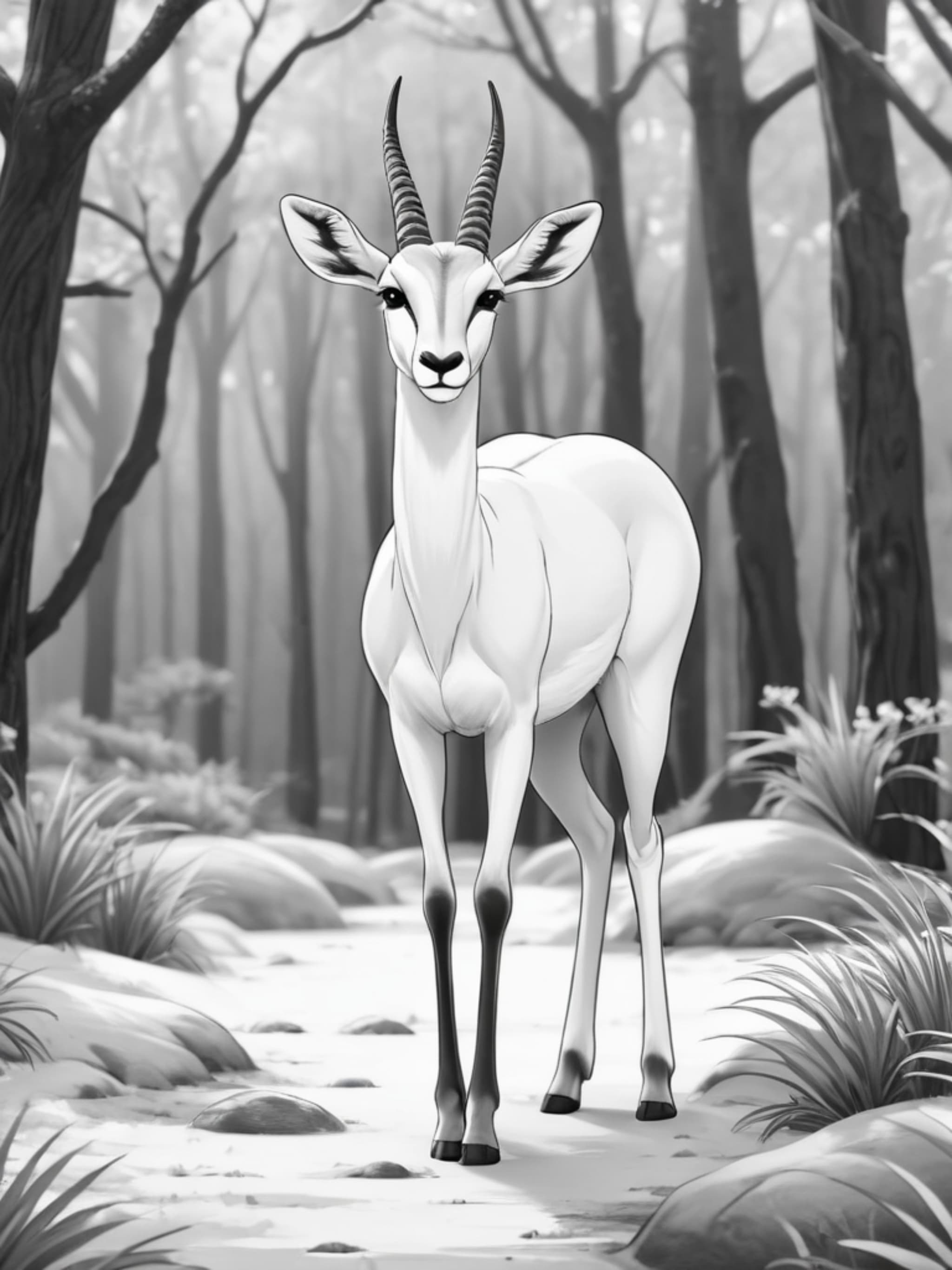 Ibex Standing in Forest