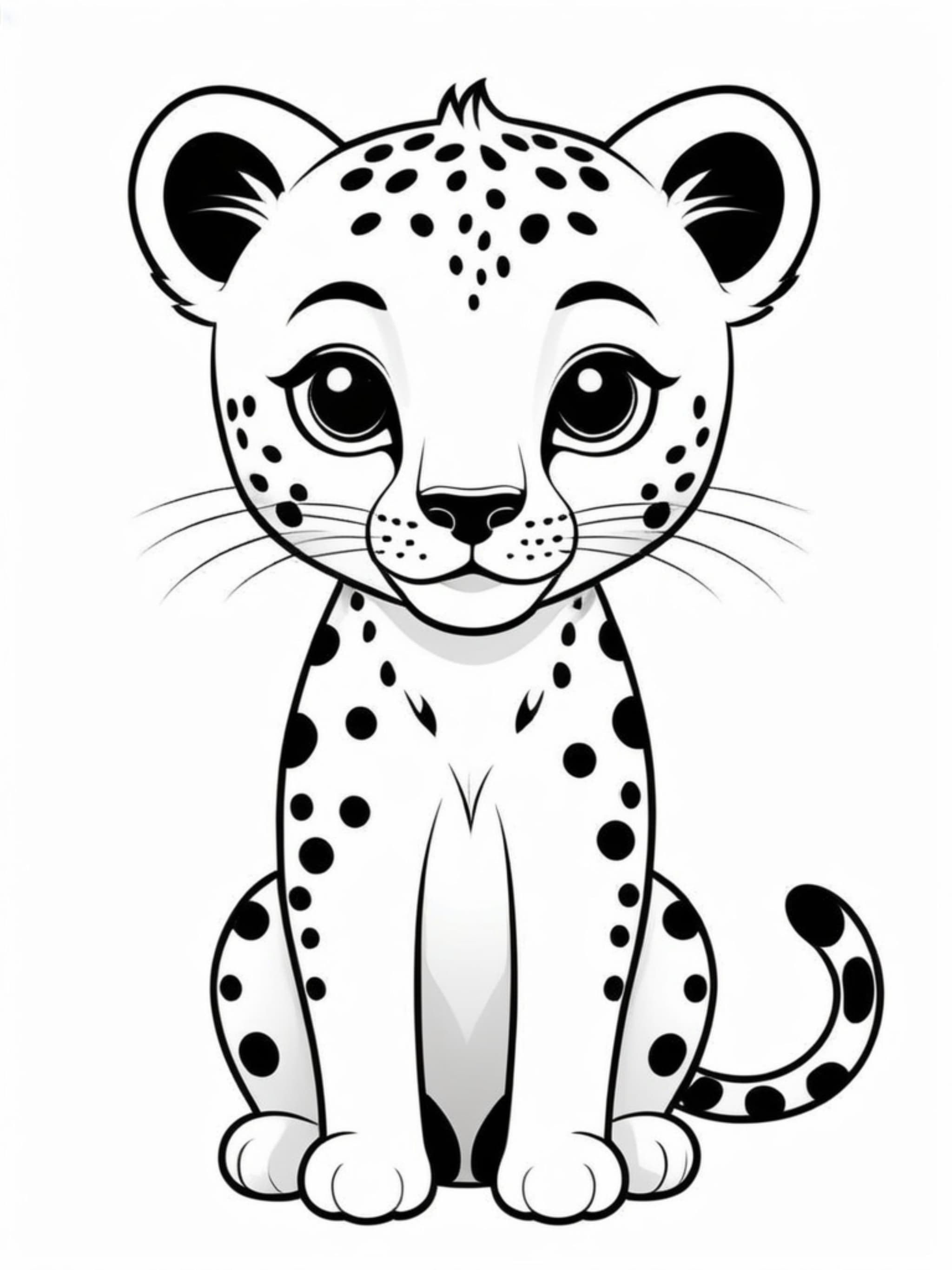 Adorable Cartoon Baby Cheetah