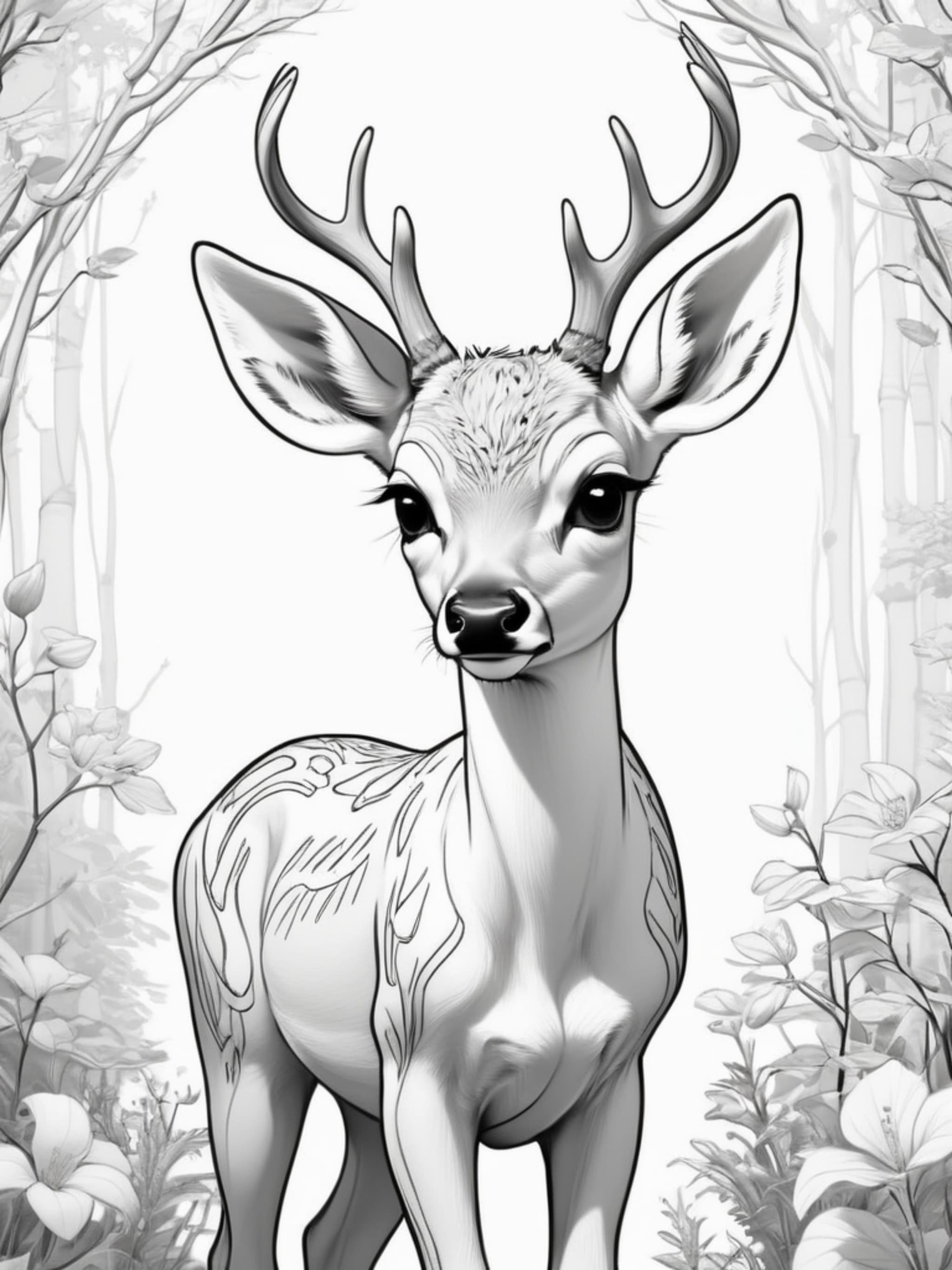 Realistic Fawn In Forest