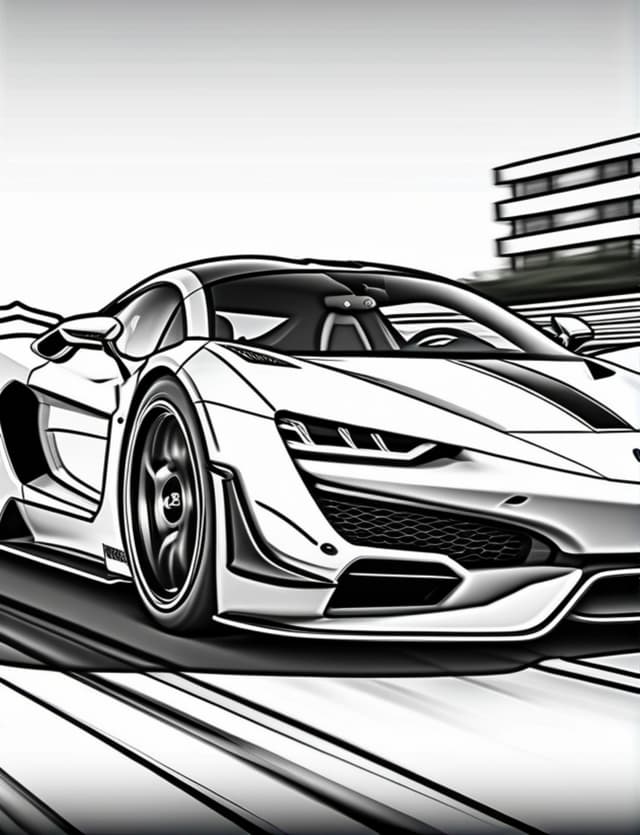 Side Angle of a Hypercar Racing on Track