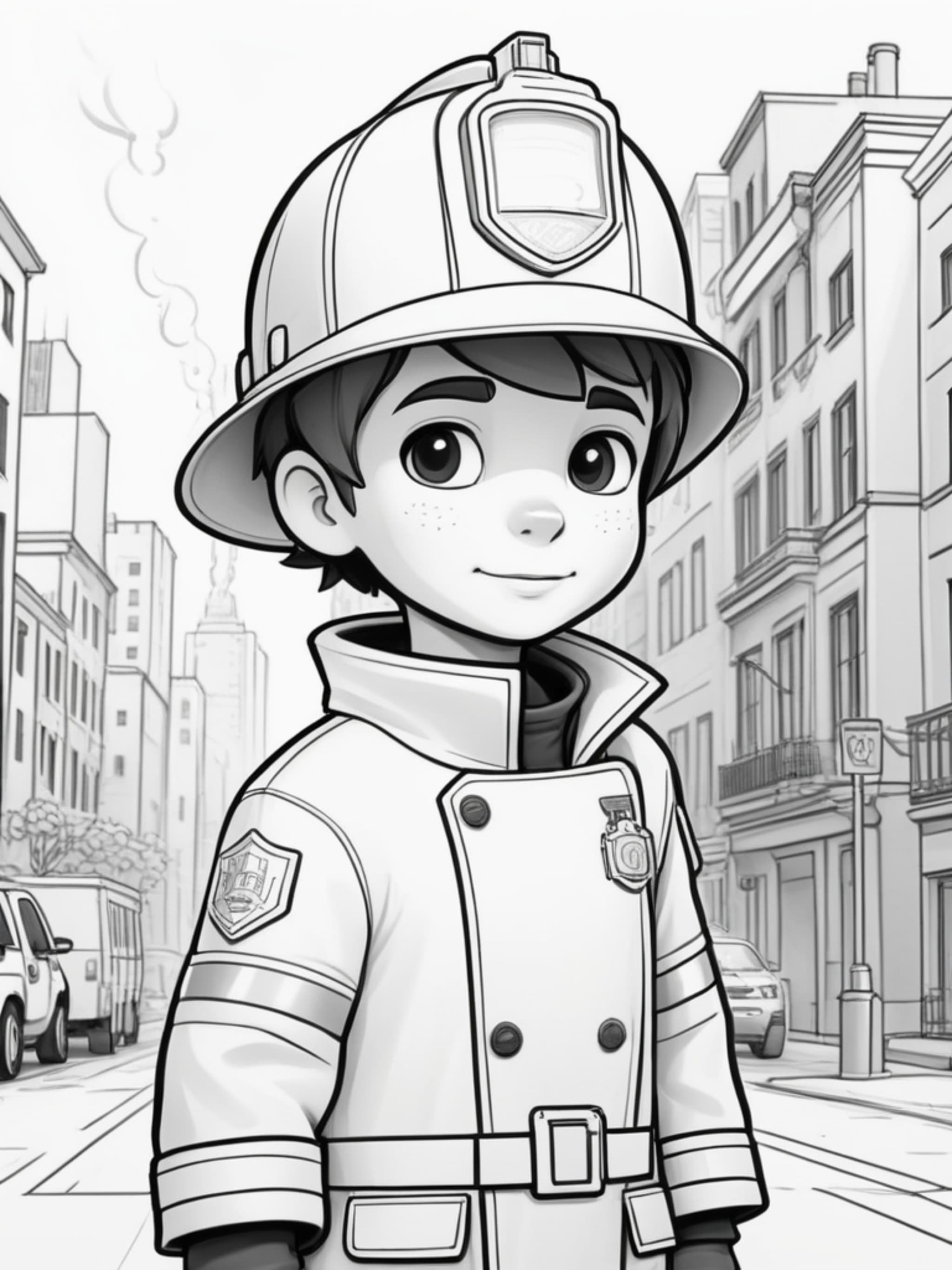 Cartoon Firefighter Young Man